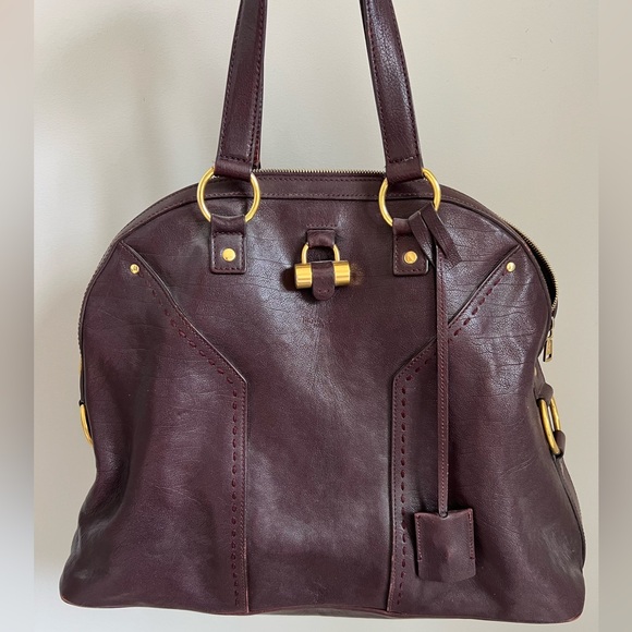 Saint Laurent Muse bag black cherry Leather Handbag large size vintage - Picture 1 of 8